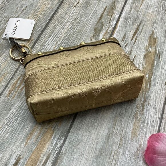 Coach Vintage Gold Lurex Studded Mini Key Chain Wallet Coin Purse Bag - Picture 7 of 14